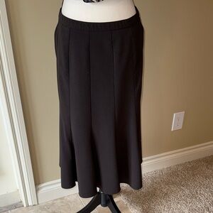 Laura Petite Flare Skirt A-Line Brown Midi Flowy Side Zipper Office Size 8